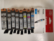 Lot of nine Canon 281/280, 5 Black 2 Cyan, 1 Magenta , 1 Yellow Ink Cartridges picture