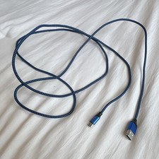 Blue Braided USB Type A to Micro USB Cable 1:1 Universal Less Than 10ft picture