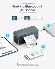 POLONO BLUETOOTH THERMAL SHIPPING LABEL PRINTER, WIRELESS 4X6 SHIPPING -  GRAY picture