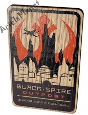 Disney Parks Star Wars Galaxy's Edge Black Spire Outpost Wooden Fridge Magnet picture