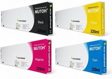 4x COMPATIBLE MUTOH ECO SOLVENT INK CARTRIDGES ValueJet 1204 1304 628 CYMK 220ML picture