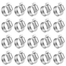 20 Pack 1/2'' - 3/4'' Stainless Steel Hose Clamp Adjustable Worm Gear picture
