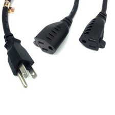3FT AC Power Y-Cable Extension Splitter MF 16 AWG PC Monitor NEMA5-15P to 15R X2 picture