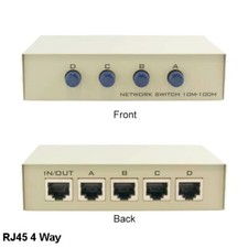 4 Way RJ45 Manual Data Switch Box Push Button Type Network Router Modem Internet picture