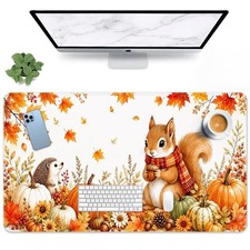 Britimes Large Mouse Pad, Squirrel Hedgehog Pumpkin picture