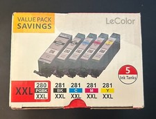 LeColor 5 Pack Ink XXL 280 PGBK 281BK 281C 281M 281Y Canon 280 281 Replacement picture