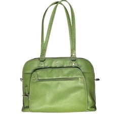 FRANKLIN COVEY Laptop Tote Bag Green Pebbled Leather Carry On Multi-Compartment* picture