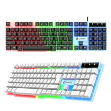 104 Keys Wired Gaming Keyboard Rainbow RGB LED Backlit Ergonomic PC Laptop USB picture