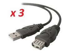 *Lot of 3* BELKIN 6FT USB Extender Extension Cable Cord M/F Standard Type A picture