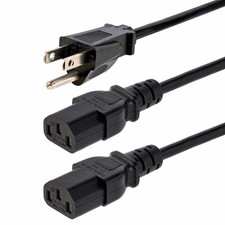 StarTech PXT101Y 6ft Y Splitter Power Cord NEMA 5-15P to 2x C13 NEW picture