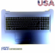 NEW HP 17X 17Y 17-X  Blue Palmrest w US Keyboard Touchpad 908057-001 856777-001 picture
