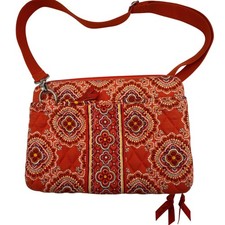 Vera Bradley Marrakesh Quilted Tech Case Crossbody Bag Orange Red Medallion picture