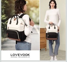 LOVEVOOK Laptop Backpack 15.6 Business USB Port Large Capacity BLK Brown WHT NEW picture