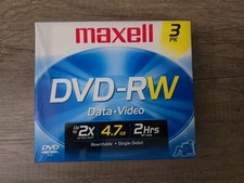 3 Pack Maxell  DVD-RW Blank Disc - Rewritable 4.7 Gb with Slim Jewel Case, picture