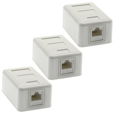 3x 1 Port Cat6 Keystone Jack Network Cable Wall Surface Mount Box Compact White picture