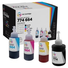 LD Replacements for Epson 774 Black / 664 Cyan Magenta Yellow Ink Bottles 4PK picture