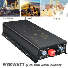 5000W Pure Sine Wave Inverter 12V 24V to 120V Power Converter Solar Truck RV Car picture