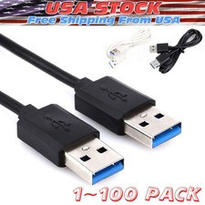 USB 3.0 A Male to A Cable Lot Data Transfer Super Speed Power Charger Metal 3FT picture