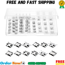60PCS Micro USB Port Replacement Kit Charging Socket Connector Silver Set picture