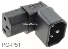Right-Angle UP IEC 320 C14 Male to IEC 320 C13 Female Power Adapter, PC-P51 picture