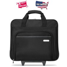 Rolling Laptop Case 16 Inch Black Water Resistant Travel Briefcase with Wheels picture