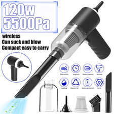 2-in-1 Car Vacuum Cleaner & Air Duster 120W Wet/Dry Cordless Handheld Cleaning picture