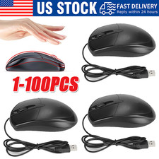 USB 2.0 Optical Wired Scroll Wheel Mouse PC Laptop Notebook Desktop Black Lot picture