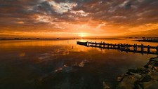 Landscape nature sunset pier silhouette Custom Gaming Mat Desk picture