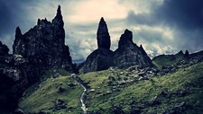 Landscape nature grass stones rocks skye sky scotland Custom Gaming Mat Desk picture