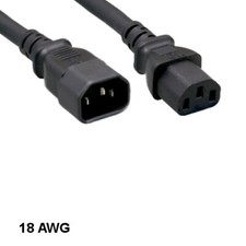 Kentek 6' ft 18 AWG Standard Power Extension Cord IEC-60320 C13 to C14 10A/250V picture