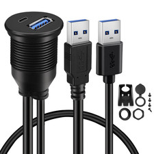 USB 3.0 to Type C 3.0 Car Mount Flush Cable Dual Port Male to Female Extension picture