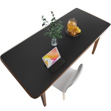 59x28 Inch Black Extra Large Leather Desk Mat XXXL Pad Protector Mouse Pad picture