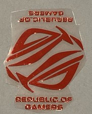 2 pcs Sticker-REPUBLIC OF GAMERS Red Chrome Color Logo Decal- Approx 55 X 40mm picture
