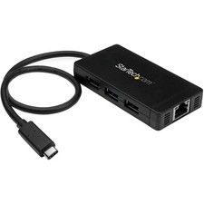 StarTech.com 3 Port USB C Hub with Ethernet - USB-C to 3x USB-A w/ Power Adapter picture