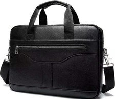 Leather Laptop Briefcase Shoulder Bag for 13.3/15-Inch Laptop, Brown, Solid picture