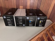 Lot 4 Genuine Sealed OEM HP CE250X (2) CE251A, CE252A Toner Cartridges 504X/504A picture