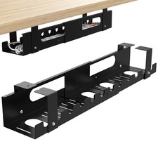 2PACKS Cable Management Under Desk Tray Adjustable Large Table Black  picture