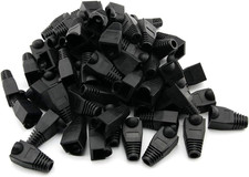 Rilexawhile 100 Pcs Black Soft Plastic CAT5E CAT6 Ethernet RJ45 Cable Cap Connec picture