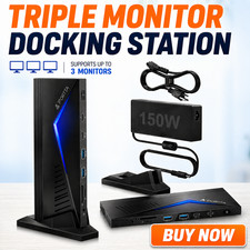 Triple Docking Station USB 14-in-1, Three Monitors 4K HDMI 150W Power Hub PORTTA picture