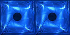 2x Power Color 140mm x 20mm Thin Computer Case Blue LED Cooling 4-Pin Molex Fan picture