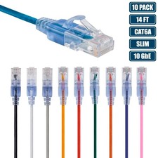 10 Pcs 14FT CAT6A RJ45 Slim Ethernet LAN Network Patch Cable Cord Multi Color picture
