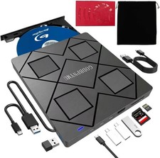 8-in-1 External Blu-ray/DVD Drive, USB-C/USB2, TF/SD Card Reader, Windows/Mac, S picture