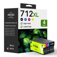 4PK 712XL Ink for DesignJet Studio Wood Large Format Wireless Plotter Printer ज़ picture