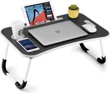 Mesa Plegable Para Portatil Bandeja Con Portavasos Y Soporte Para Tablet Negro  picture
