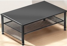 Monitor Stand Riser 2 Tier Desk Organizer Steel Laptop Printer Shelf Black picture