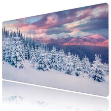 Mountain Snowy Forest Pine Tree Winter Desk Mat for Keyboard and Mouse Desk Pad picture