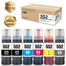 6PK 552 Ink Refill Bottles for Epson Ecotank ET-8550 ET-8500(BK/PBK/C/M/Y/GY) picture