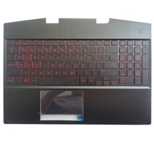 1pc For HP Omen 15-DH Laptop Palmrest Non-TouchPad Keyboard White/Red Backlit picture