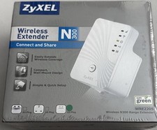 ZyXEL WRE2205 N300 WiFi Range Extender 2.4GHz WPS 1-Port RJ-45 White picture