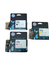Genuine HP 711 Ink Cartridges, Black, Magenta, Yellow / Lot of 3, EXP 2 & 3/2025 picture